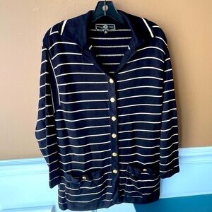 St. John Sport Women’s Collared Button-down Striped Cardigan Size P Vintage Knit
